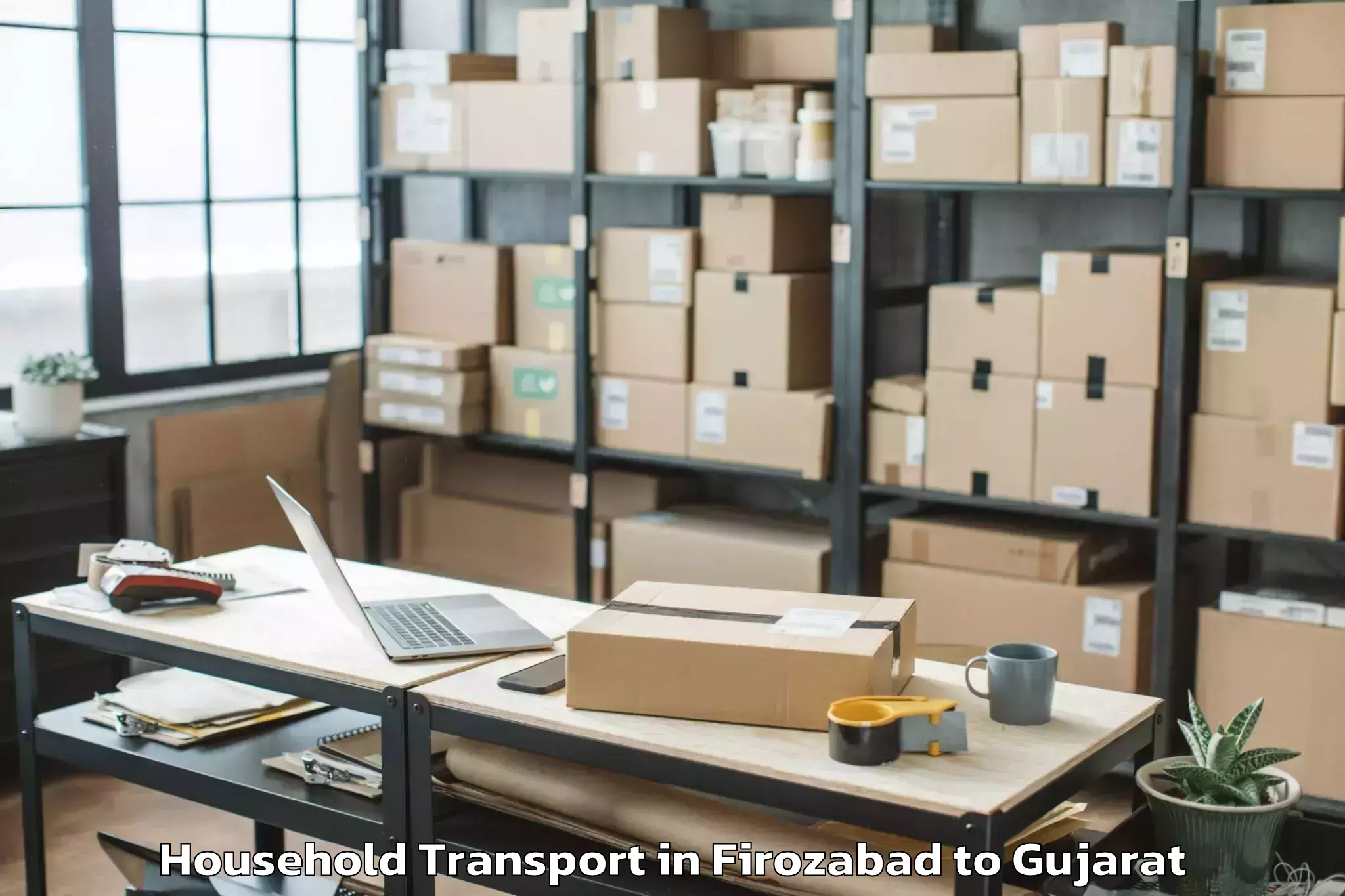 Reliable Firozabad to Mendarda Household Transport